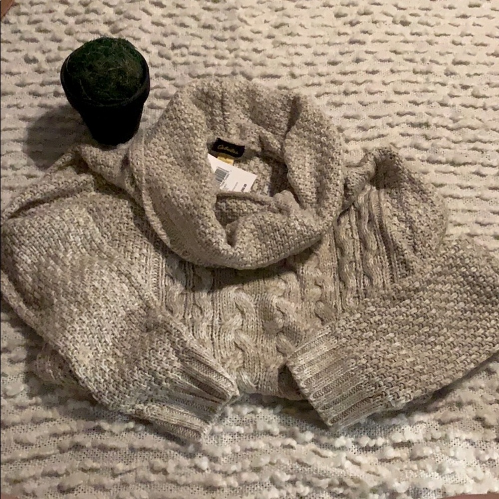 Tan cabelas cowl neck sweater